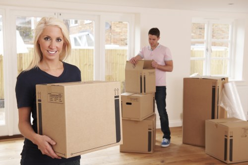 Packed student belongings ready for storage in Kilburn
