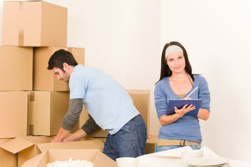 Residents using household storage in Kilburn during a home move